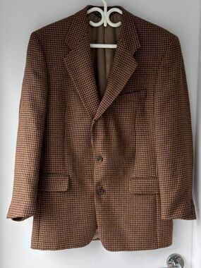 Vintage Hardy Amies Brown Houndstooth Sport Coat